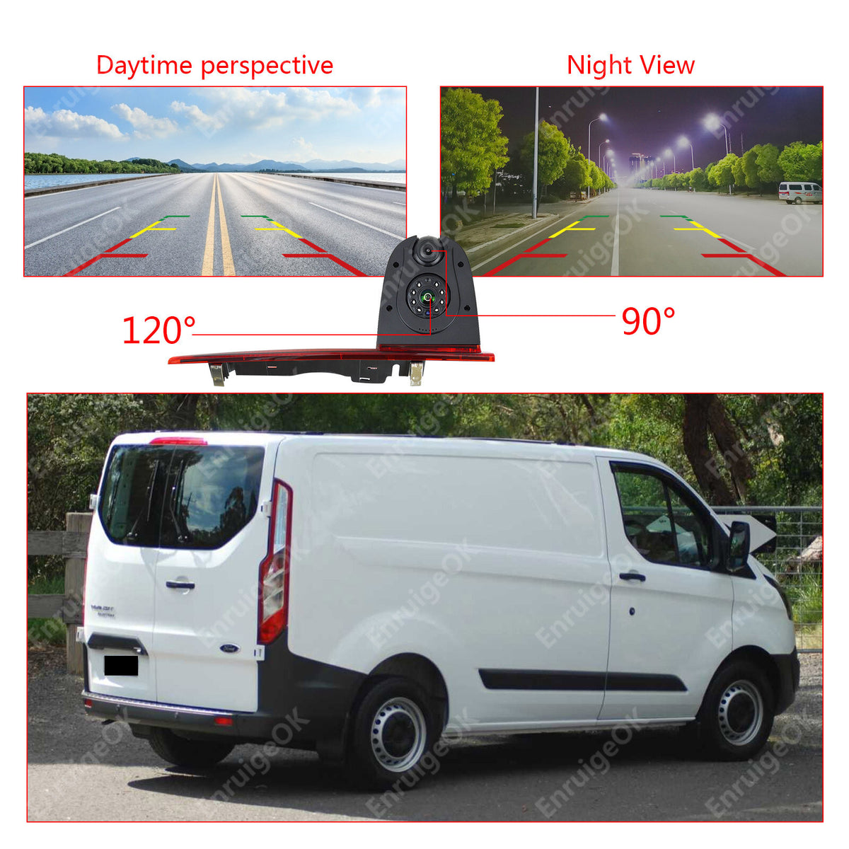 7" Monitor Rear Brake Light Backup Camera Kit For Ford Transit Custom(2012-2015)5