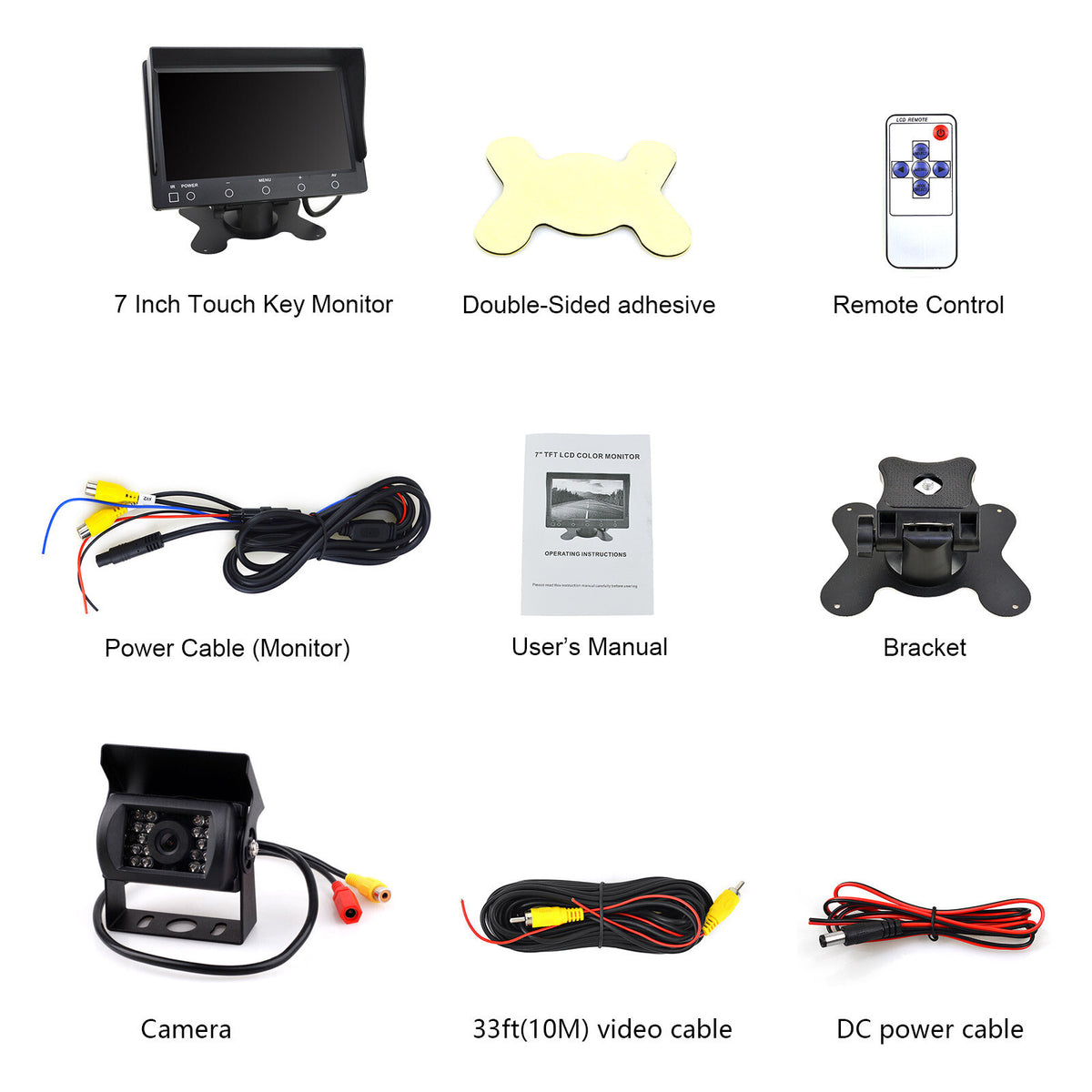 7" TFT LCD Rear View Monitor Screen 10M Reverse Camera Kit For Truck Bus Van7