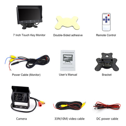 7" TFT LCD Rear View Monitor Screen 10M Reverse Camera Kit For Truck Bus Van7