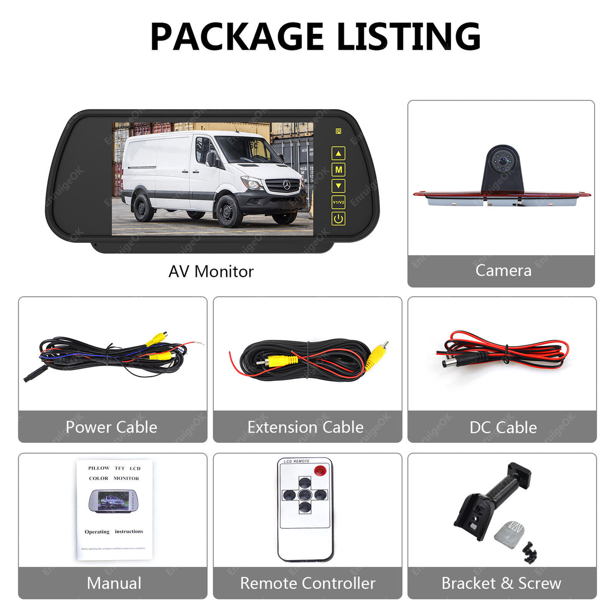 7" Monitor Rear Brake Light Reversing Camera For Mercedes Sprinter/VW Crafter23