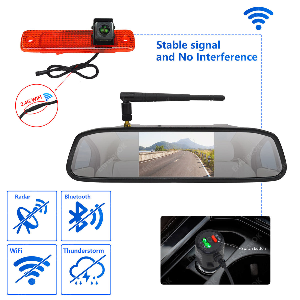 For Ford Transit [MK7](2006-2013) Wireless Rear Brake Light Reversing Camera Kit4