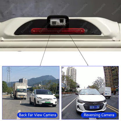 Dual Head 4Pin Reversing Rear View Camera 9" Mirror Monitor 9-35V Truck Caravan