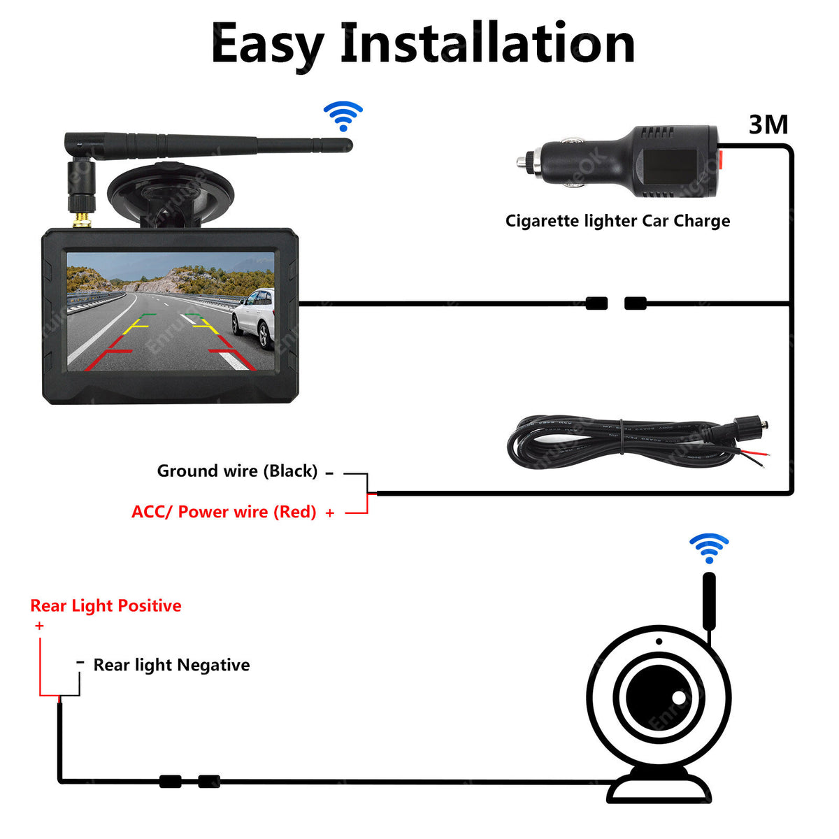 Wireless Reverse Camera Kit For VW Transporter T5 T5.1 Tailgate Single Door Only8