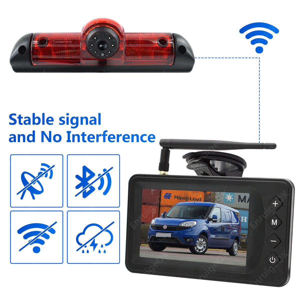 Wireless Brake Light Reversing Camera For Fiat Ducato Citroen Relay & 5" Monitor2