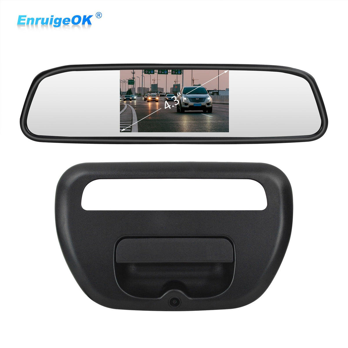Tailgate Handle Backup Camera for Mitsubishi L200 Triton 2005-2015 &4.3" Monitor0