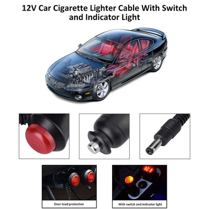 12V-24V 10FT 3A Car Cigarette Lighter Socket Plug Connector Red On/Off Switch1
