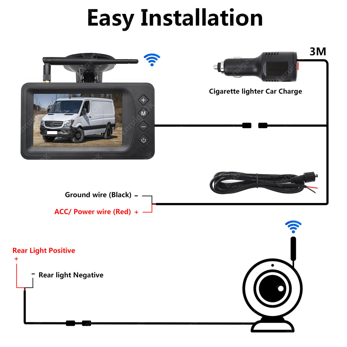 Wireless Rear Brake Light Reversing Camera Kit For Opel Vivaro Renault Trafic19