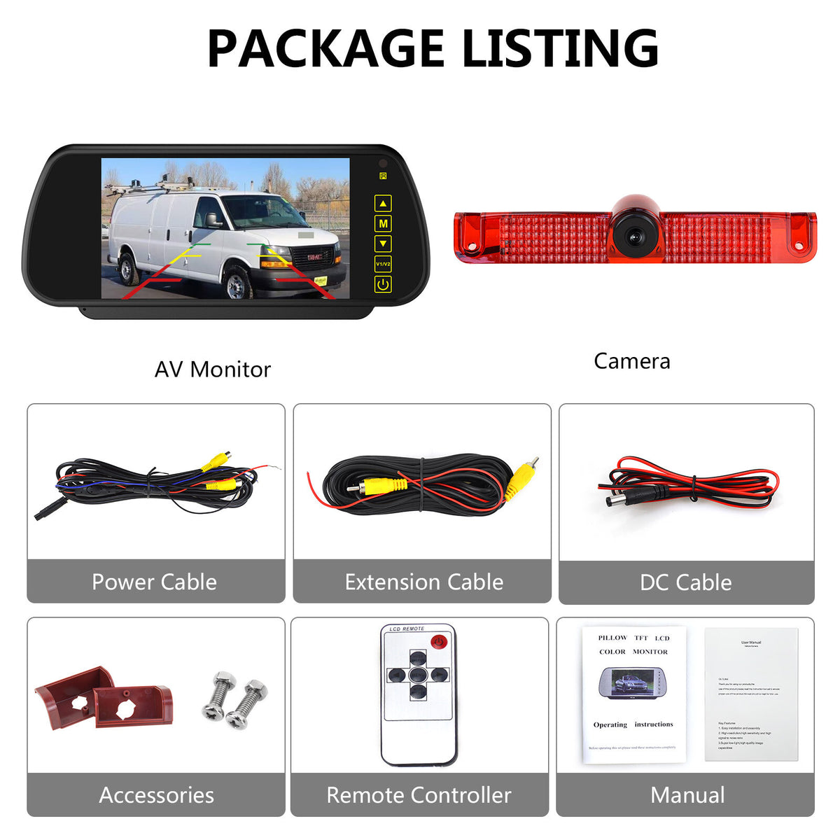 Brake Light Reversing Camera Kit For Chevrolet Express GMC Savana Van 2003-20195