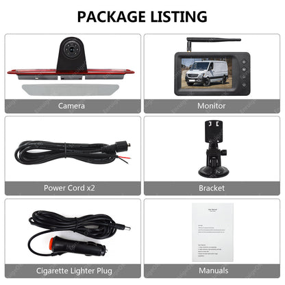 Wireless 5" Monitor & Brake Light Reversing Camera For Mercedes-Benz Sprinter/VW7