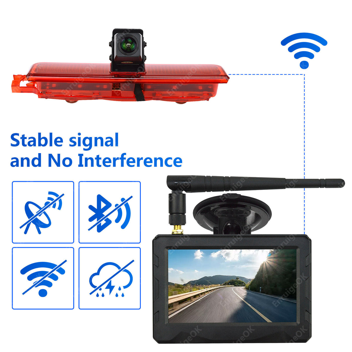 Wireless Rear Brake Light Reversing Camera Kit for VW Caddy MK3 2003-20164
