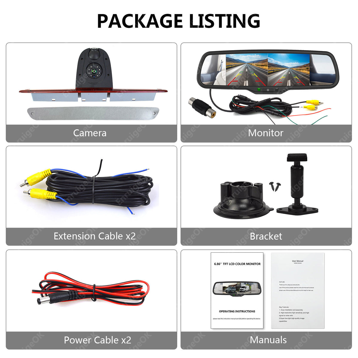 Dual Brake Light Reverse Camera for Mercedes Sprinter VW Crafter & Split Monitor21