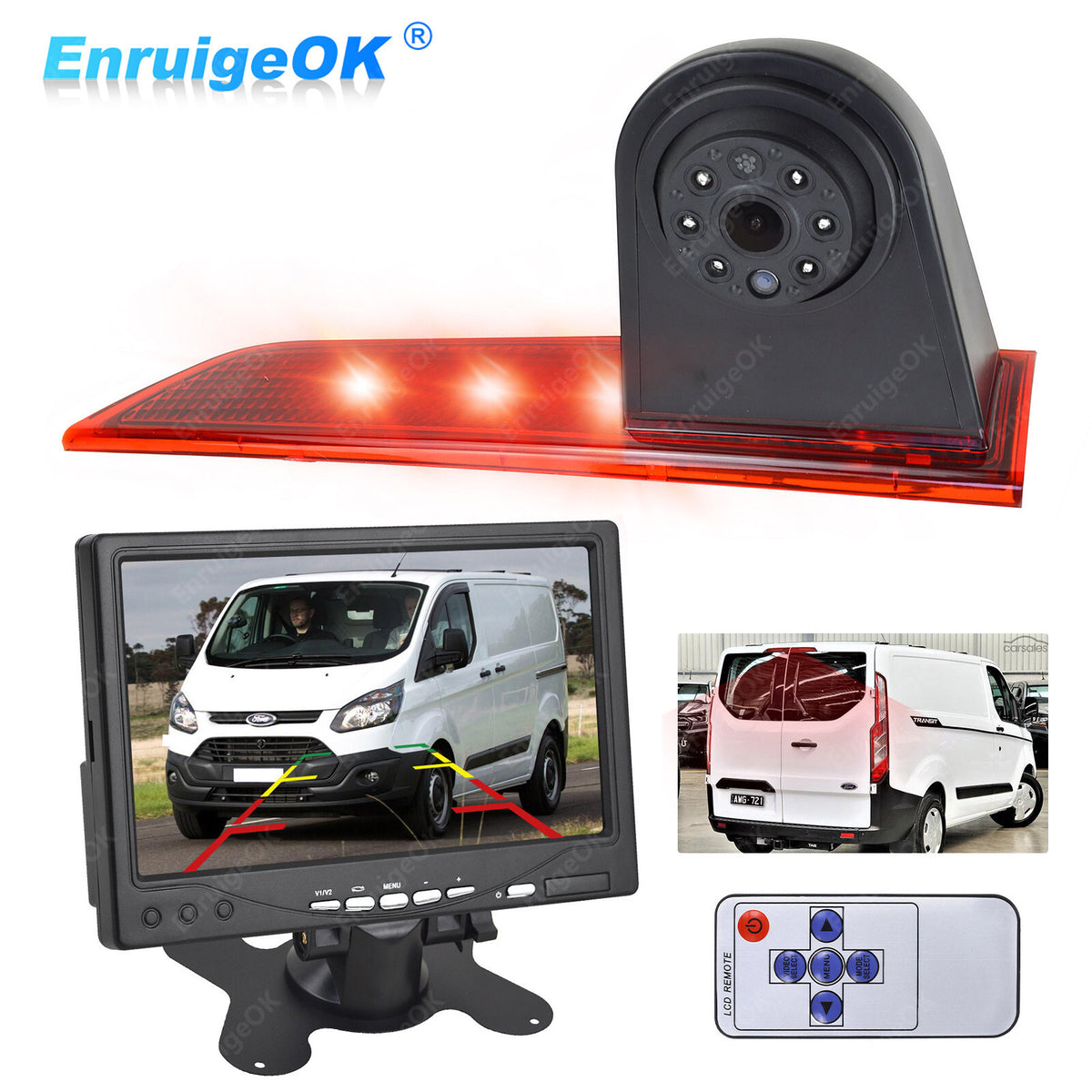 For (2016-Present) Ford Transit Custom Brake Light Reversing Camera & 7" Monitor0