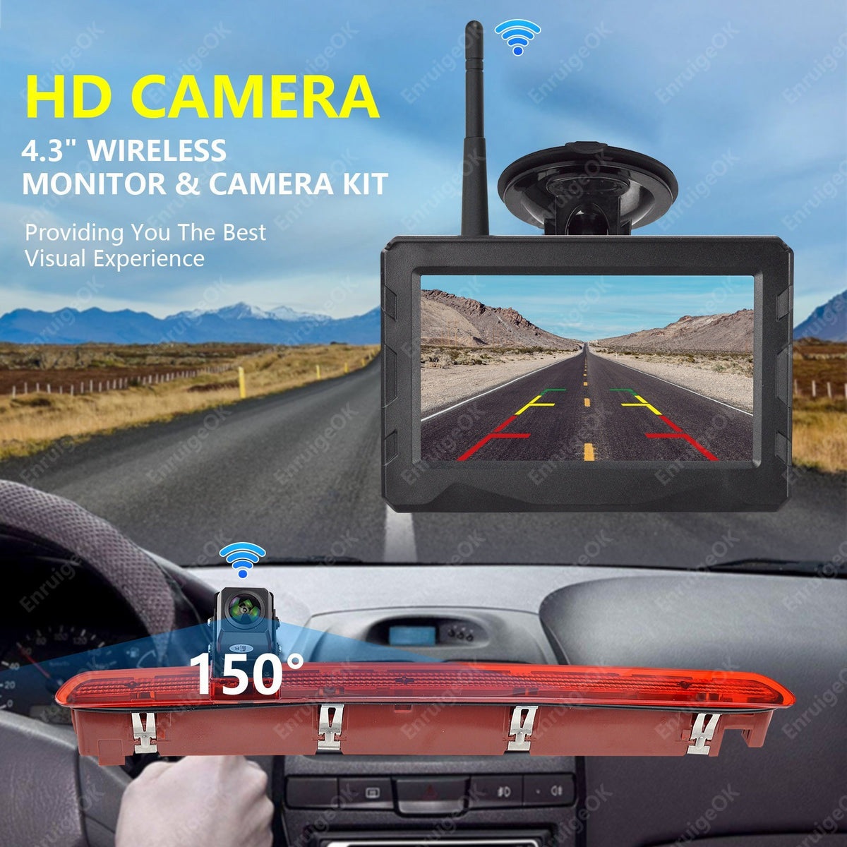 Wireless VW Transporter Caddy MK4 Reverse Camera Brake Light T6 Tailgate Models1