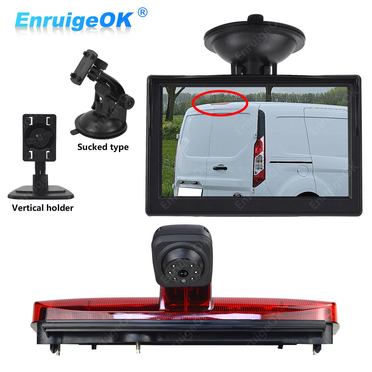Brake Light Rear View Camera For Ford Transit Connect Van & 5" Suction Monitor0