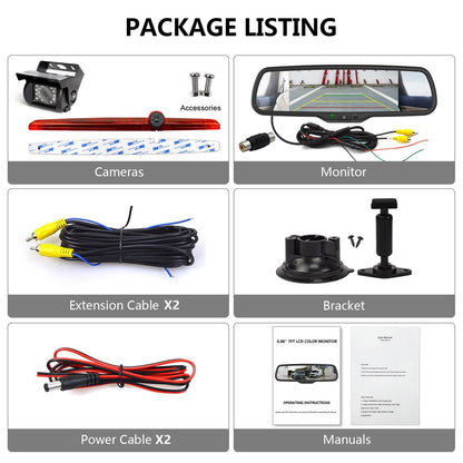 Surface Mounted 3rd Brake Light Backup Camera Kit Universal for Motorhome Vans21
