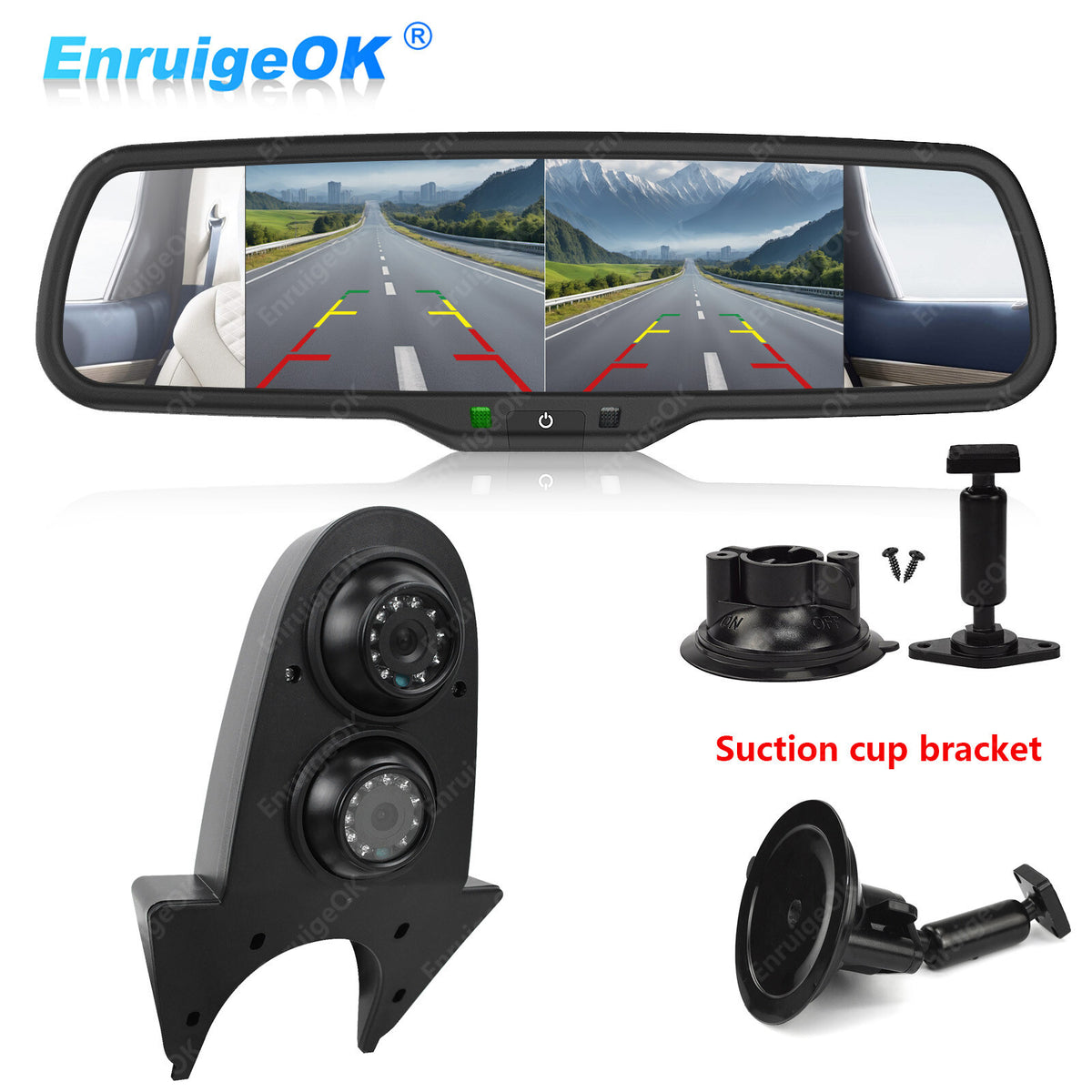 Dual Roof Mount Reverse Camera & 6.86" Split Monitor for Mercedes Sprinter Van0