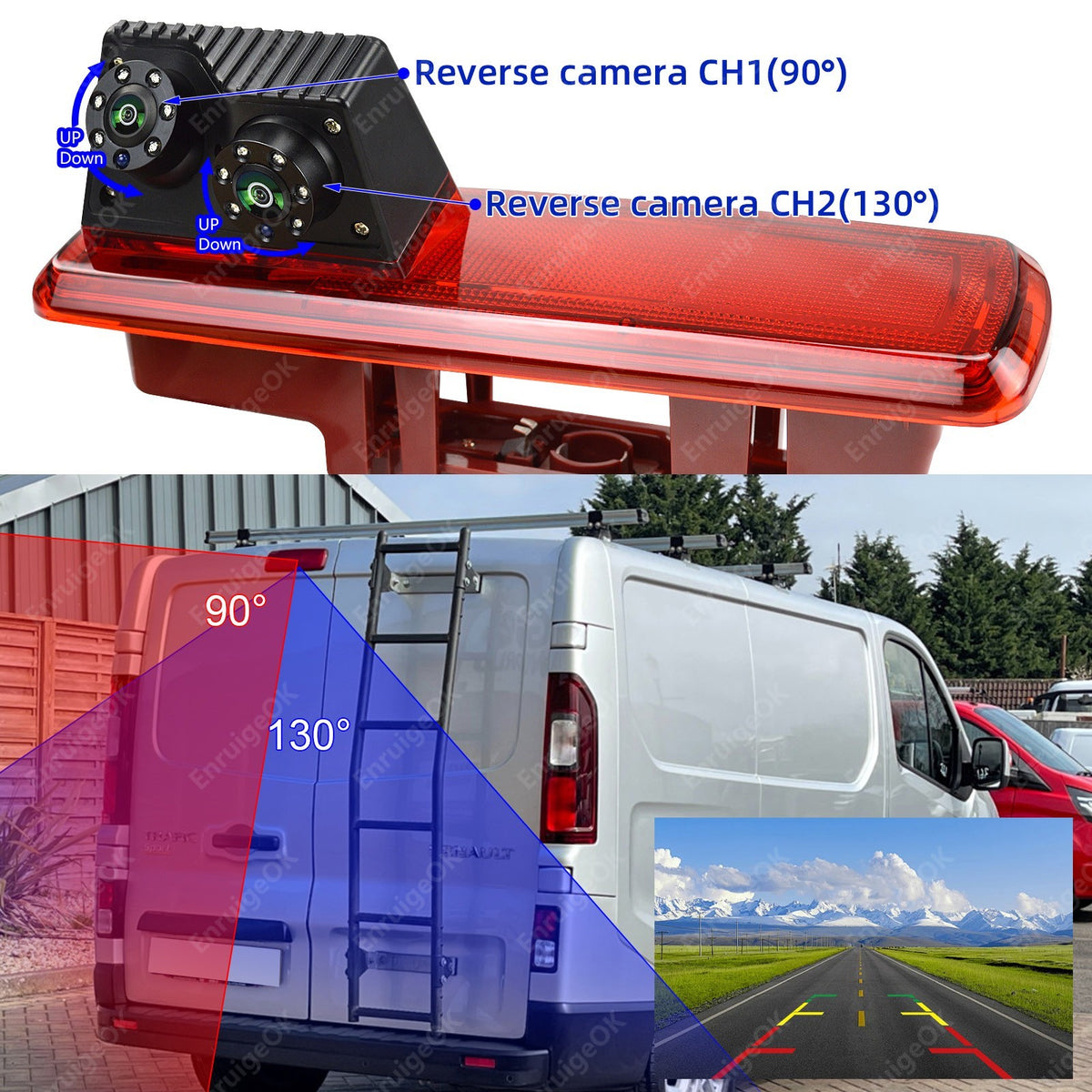 Mirror Monitor & Brake Light Reversing Camera For Vauxhall Vivaro Fiat Talento6