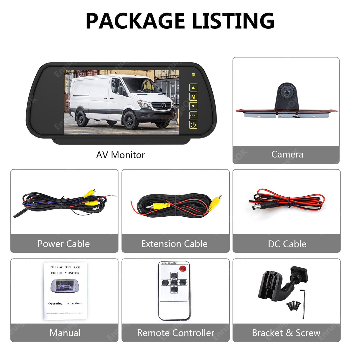7" Monitor Rear Brake Light Reversing Camera For VW Crafter Mercedes Sprinter21