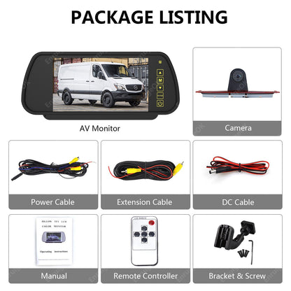 7" Monitor Rear Brake Light Reversing Camera For VW Crafter Mercedes Sprinter21