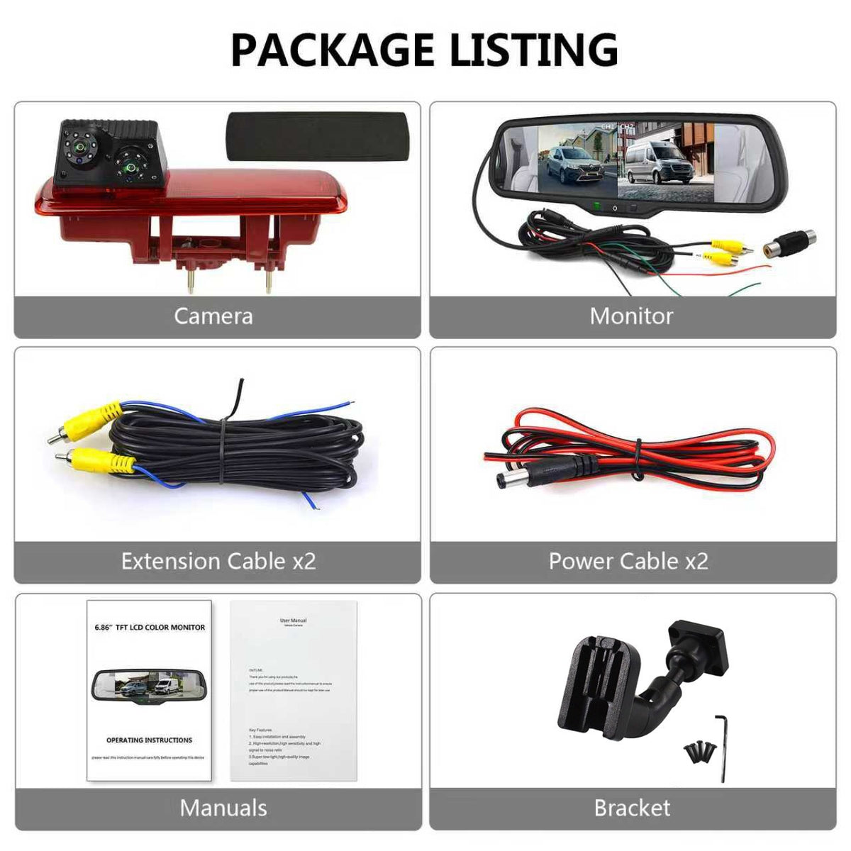 Mirror Monitor & Brake Light Reversing Camera For Vauxhall Vivaro Fiat Talento20