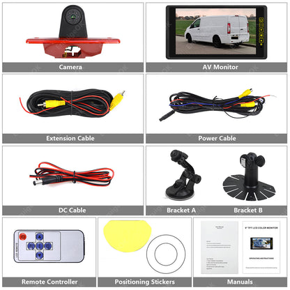 Citroen Dispatch Van 2007-2016 Rear Brake Light Reversing Camera &9" Monitor Kit5
