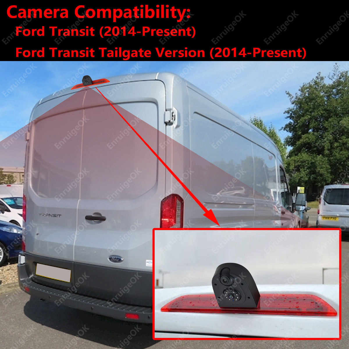Rear Brake Light Reversing Camera for Ford Transit 350 MK8 & Dual Split Monitor2
