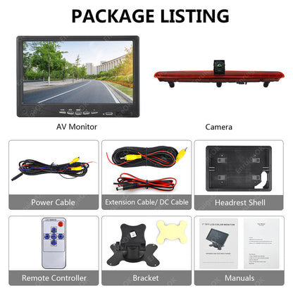 Rear Brake Light Reversing Camera For VW Transporter T5 T5.1 & 7" Dash Monitor6