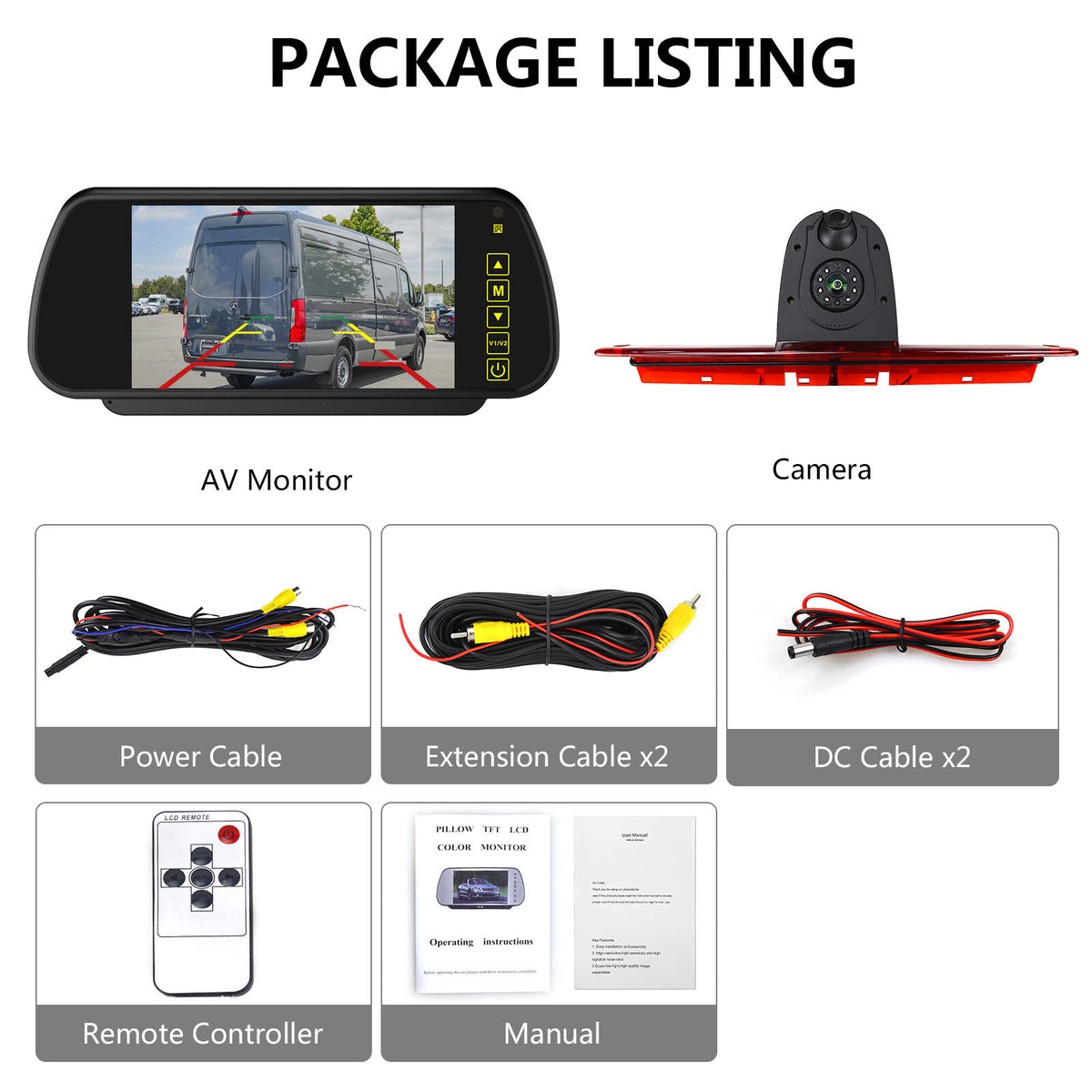7" Monitor & LED Brake Light Reversing Camera for Mercedes Sprinter/ VW Crafter6