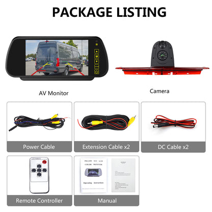 7" Monitor & LED Brake Light Reversing Camera for Mercedes Sprinter/ VW Crafter6