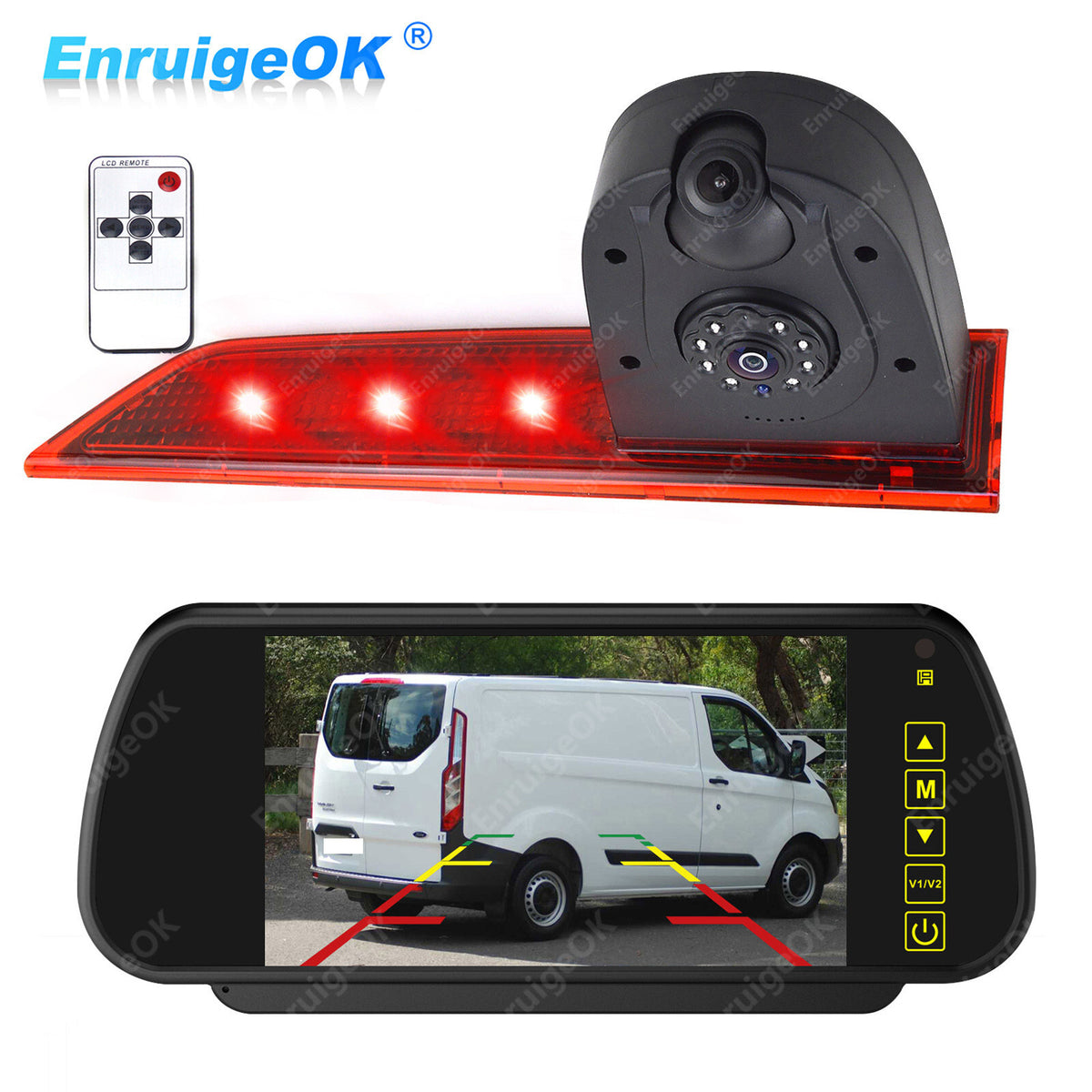 7" Monitor Door Brake Light IR Rear View Reverse Camera For Ford Transit Custom0