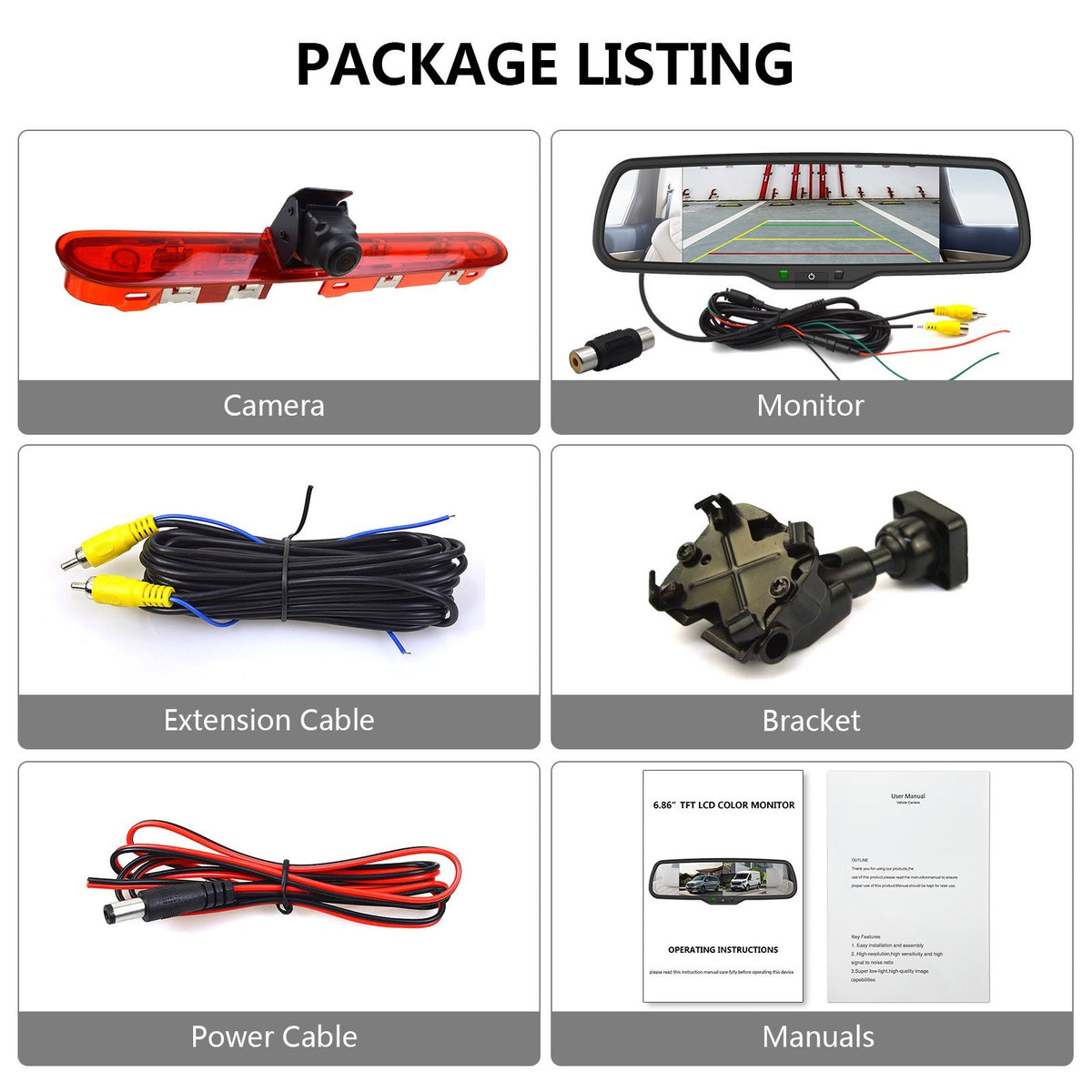 Peugeot Expert Citroen Dispatch Rear Brake Light Reversing Camera &6.86" Monitor2