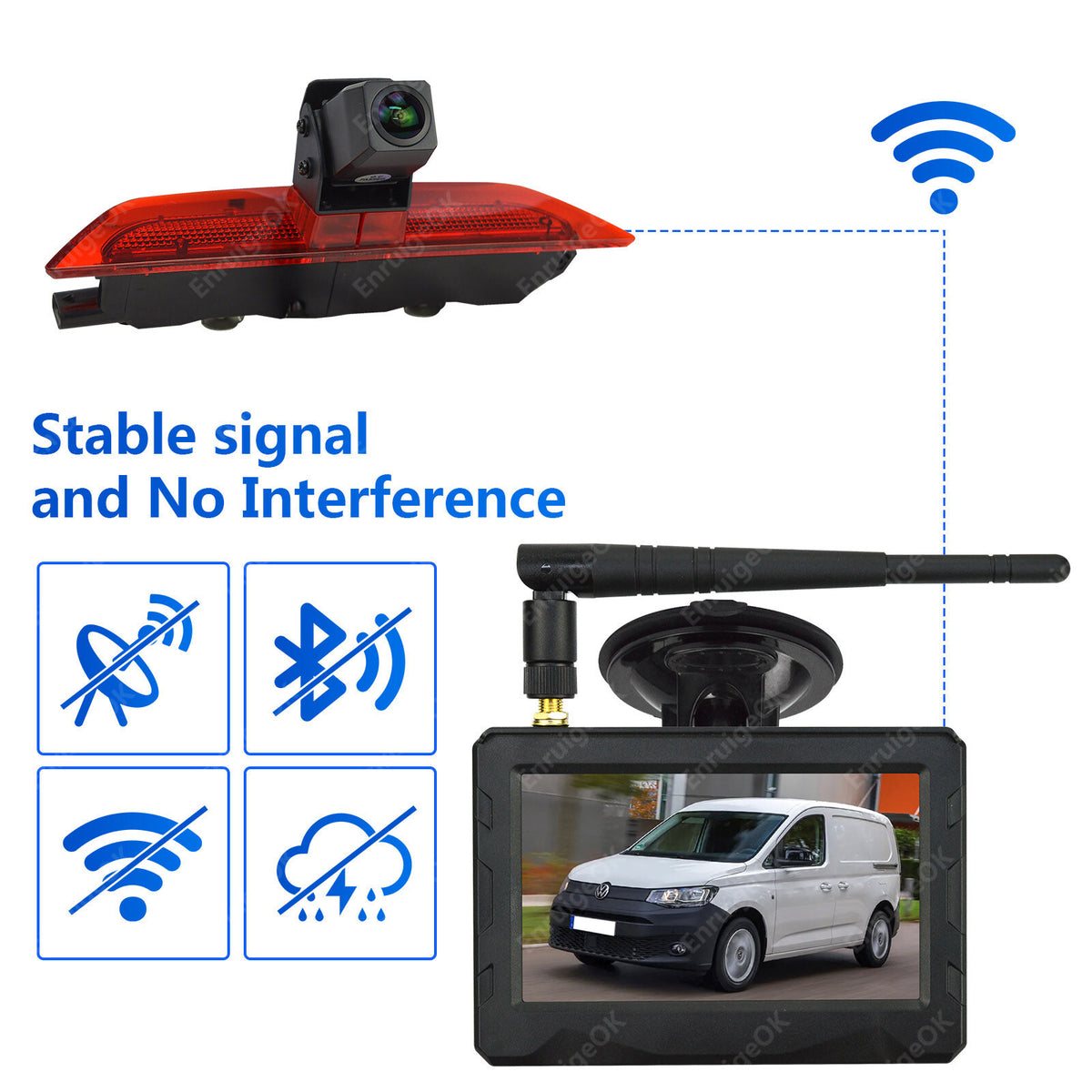 Wireless Rear Brake Light Reversing Camera Kit For VW Caddy MK4 (2020-Present)4