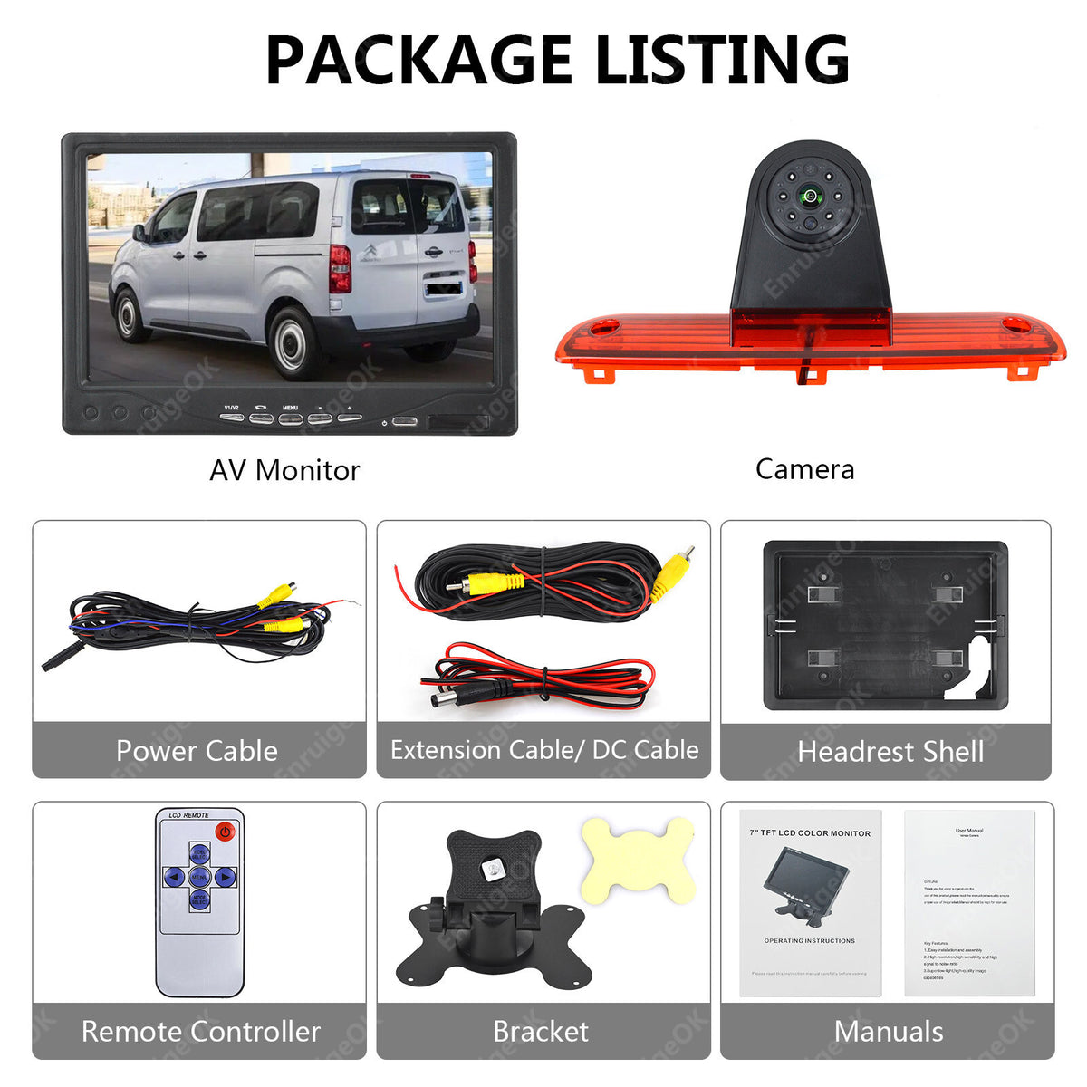 For Fiat Ducato, Citroen Relay, Peugeot Boxer Brake Light Reversing Camera Kit4