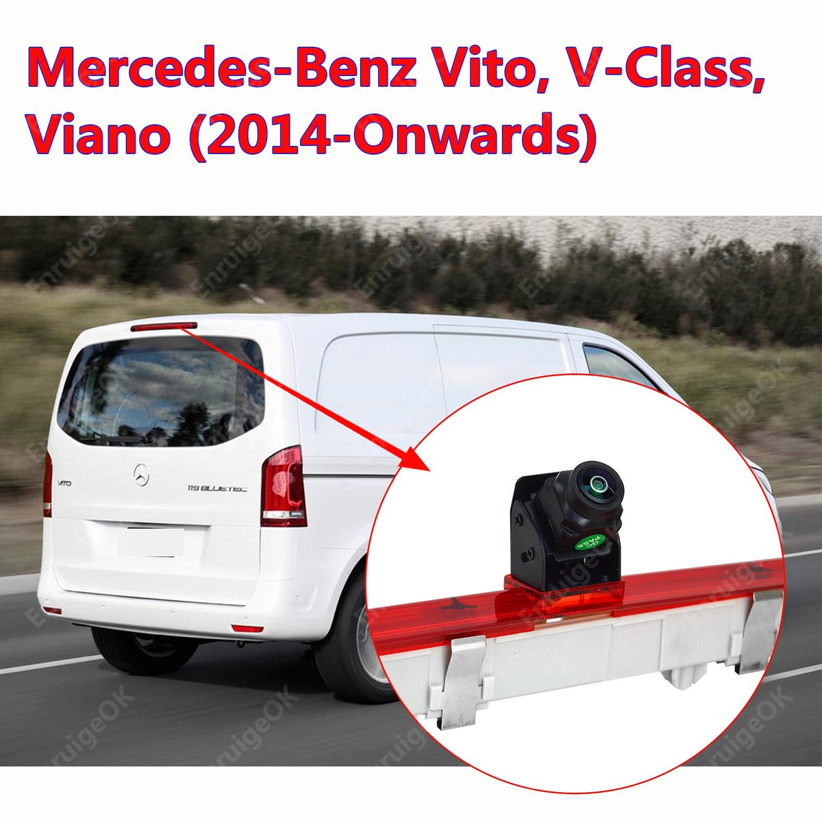 7'' Mirror Monitor & Brake Light Rear View Reverse Camera for Mercedes-Benz Vito2