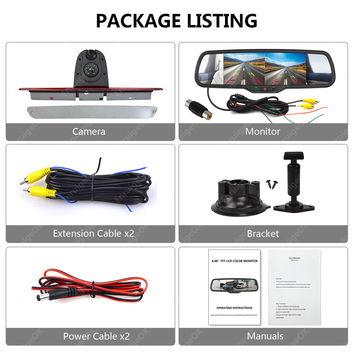 For Mercedes Sprinter Brake Light Reversing Camera &Dual Rear View Split Monitor12