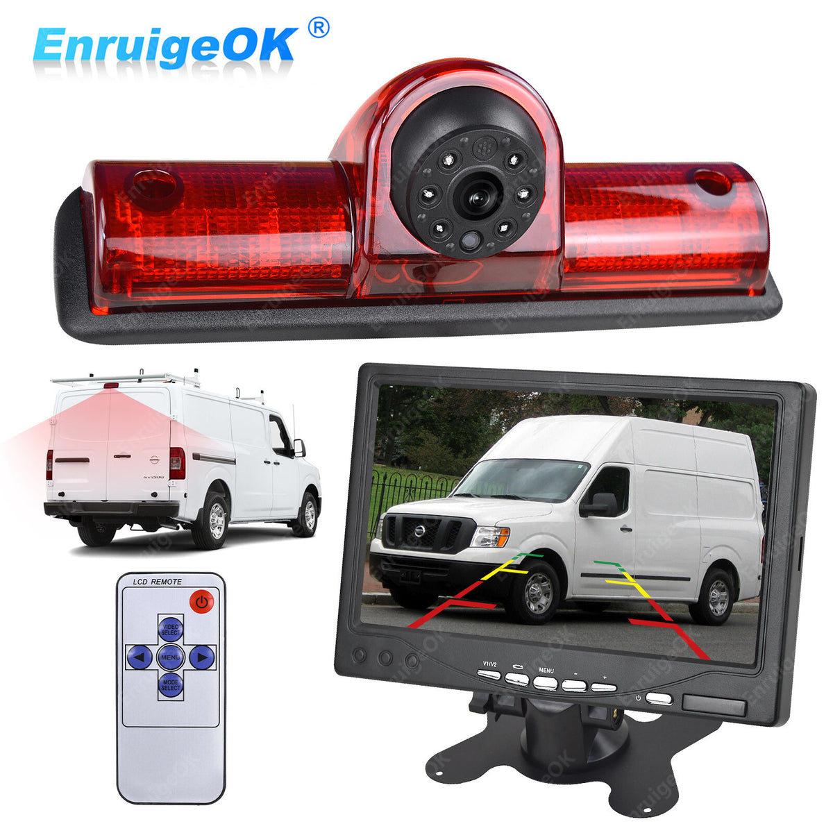 3rd Brake Light Reverse Camera For Nissan NV1500 2500 3500 Van & 7" Monitor0
