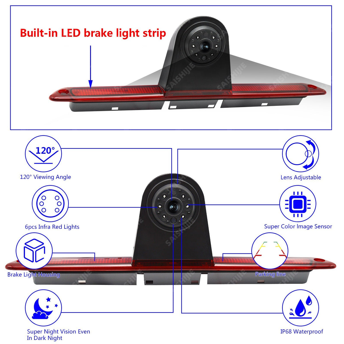 3rd Brake Light Rear View Backup Camera for Mercedes Sprinter VW Crafter Van4
