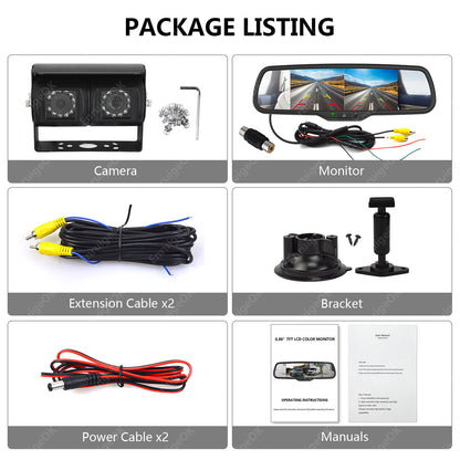 Motorhome Van Dual Twin Reversing Rear View Parking Camera & 6.86 Split Monitor10