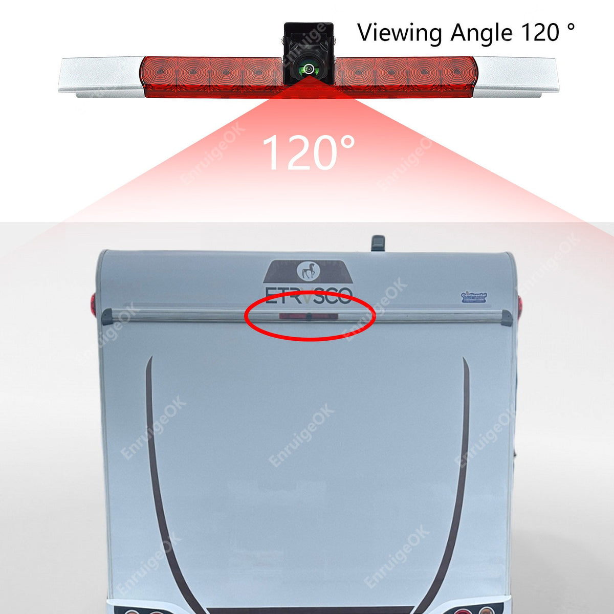 High Mount Brake Light Reversing Camera &6.86" Split-Screen DVR Monitor for Vans3
