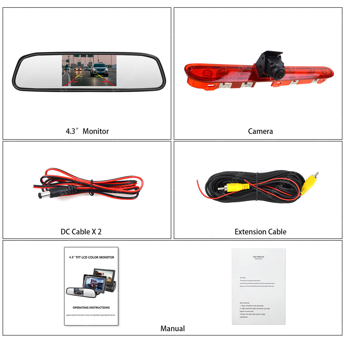 4.3" Monitor Rear Brake Light Reverse Camera for Peugeot Expert Citroen Dispatch7