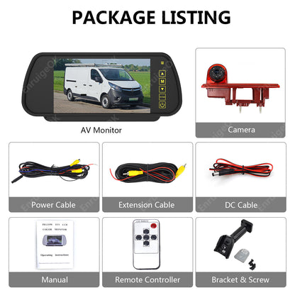 7'' Monitor Rear Brake Light Reversing Camera for Vauxhall Vivaro Renault Trafic2
