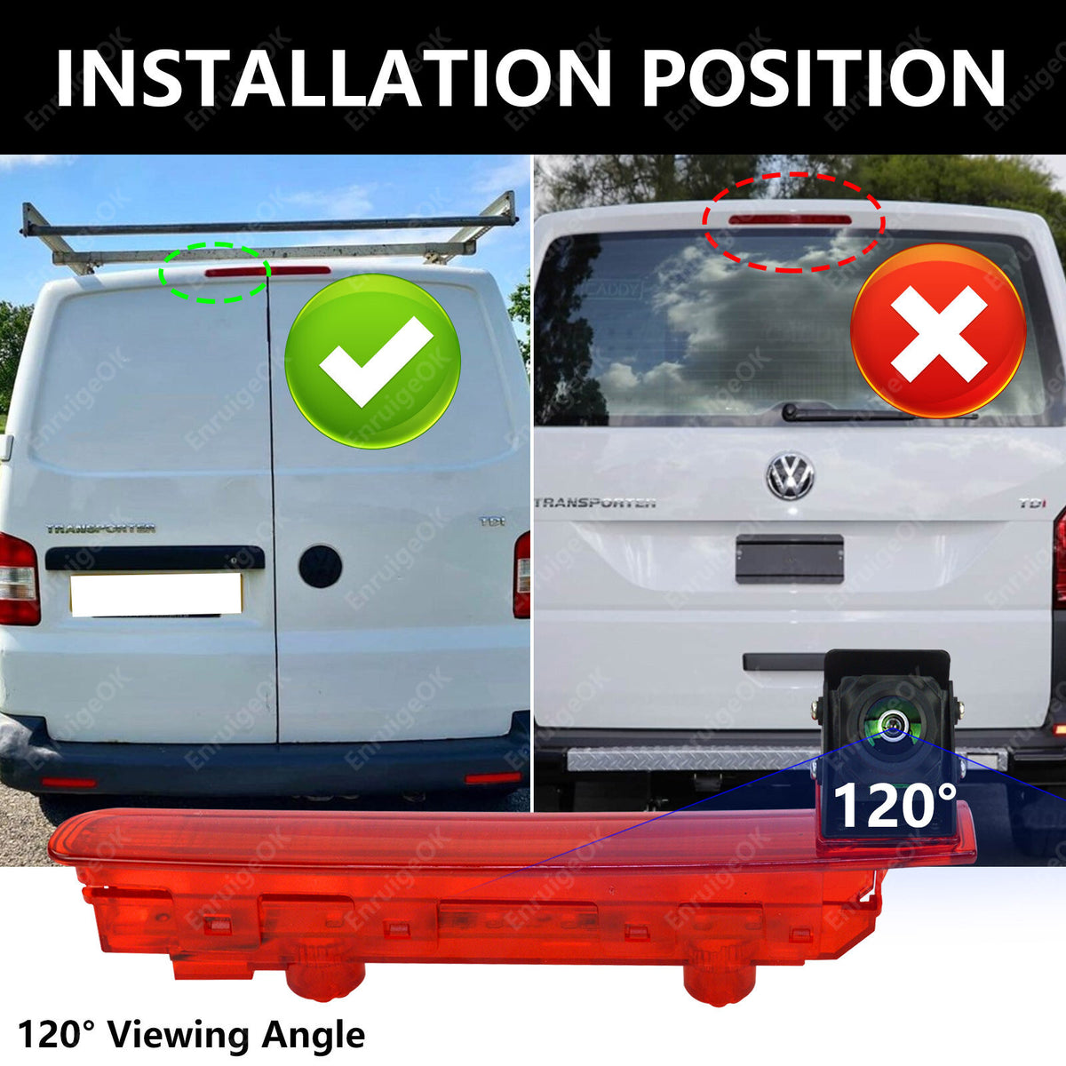 High Level Brake Light Reversing Camera For VW Transporter T5 & T6 2010-Onward4