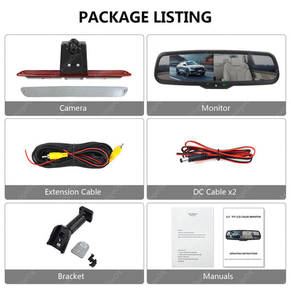 Brake Light Reverse Camera for Mercedes Sprinter VW Crafter &4.3" Mirror Monitor20