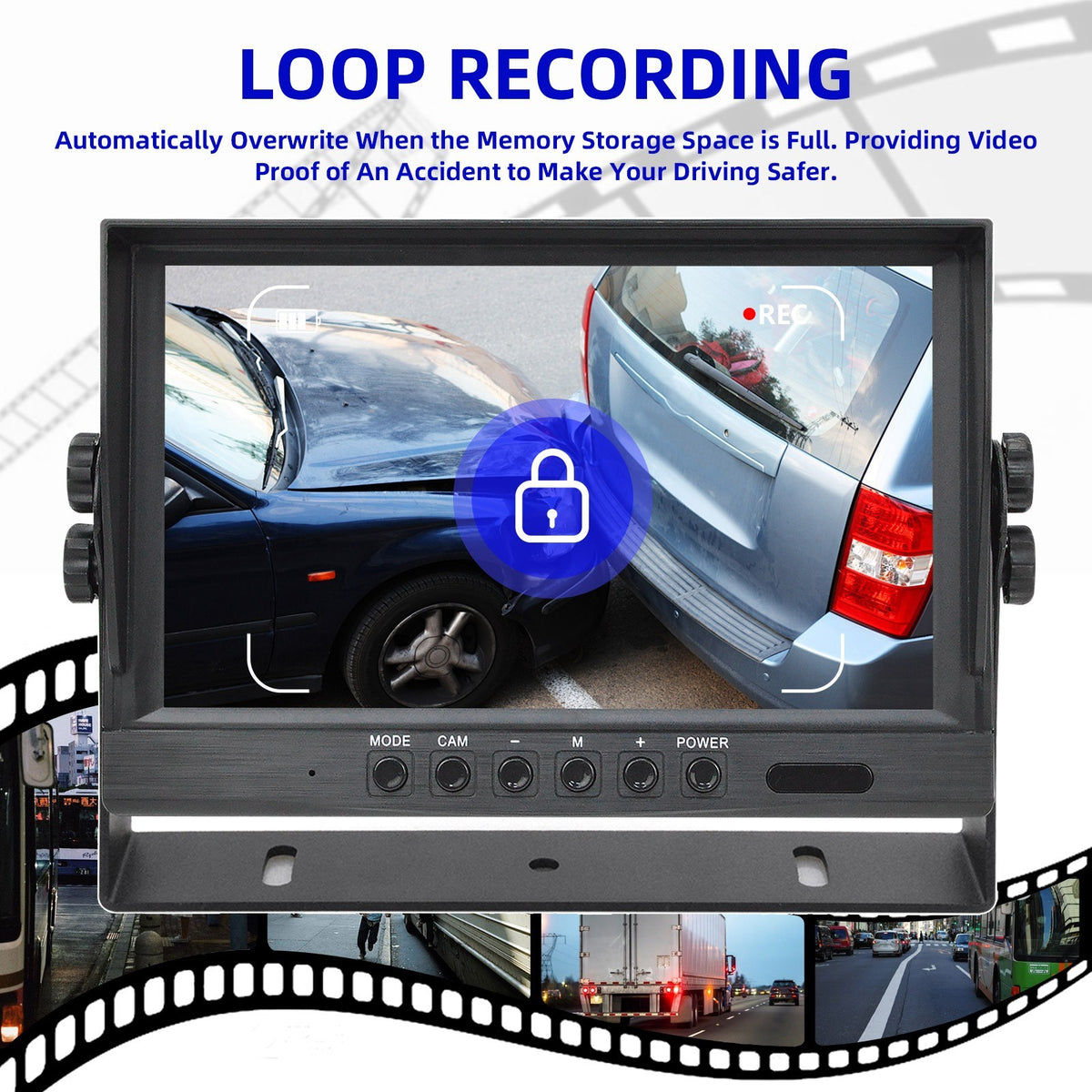 9'' DVR Quad Monitor with 4 AHD Cameras & BSD Blind Spot Radar for Truck/Bus5