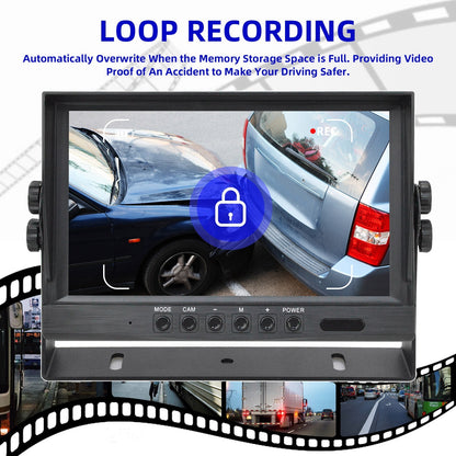 9'' DVR Quad Monitor with 4 AHD Cameras & BSD Blind Spot Radar for Truck/Bus5