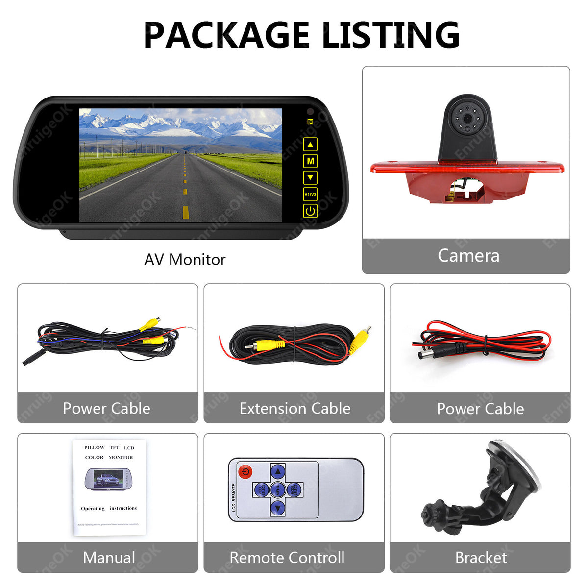 7" Monitor Rear Brake Light Reversing Camera For Citroen Dispatch Peugeot Expert9