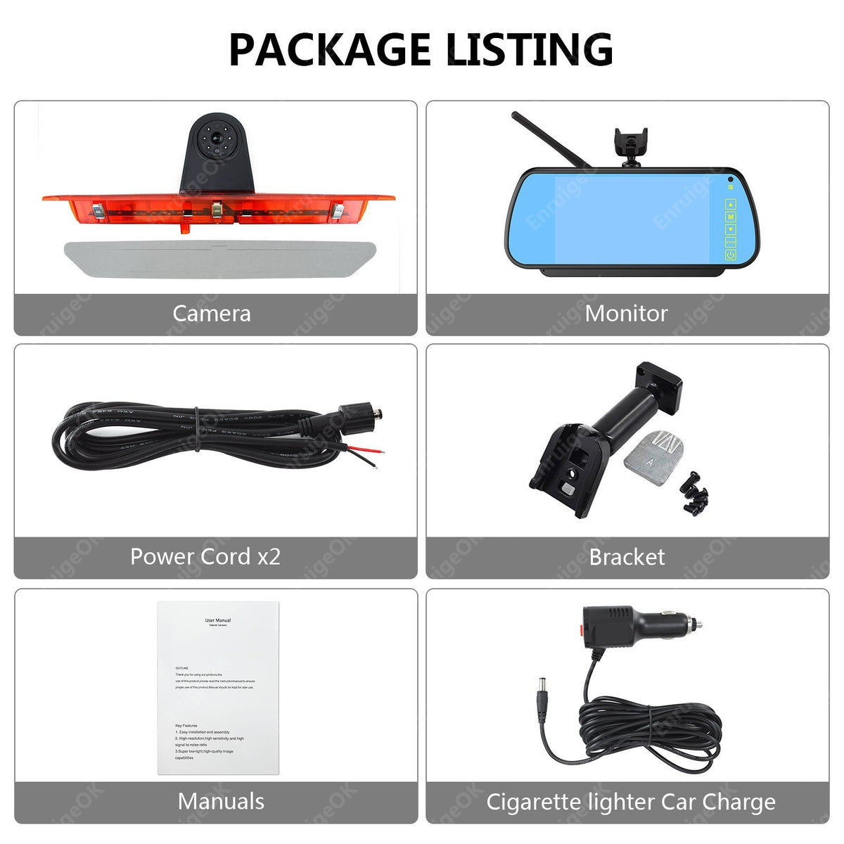 Wireless Rear Brake Light Reversing Camera for Ford Transit 350 MK8 & 7" Monitor22