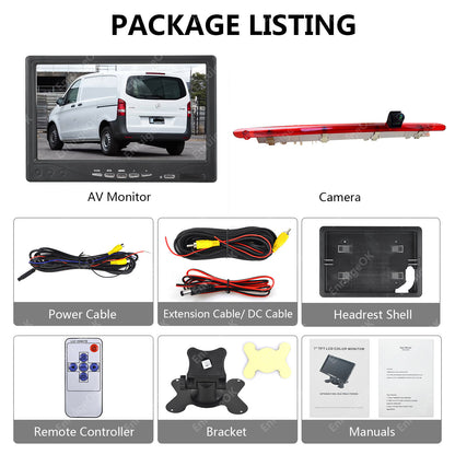 7" Monitor & Brake Light Reversing Camera For Mercedes-Benz Vito Tailgate W4474