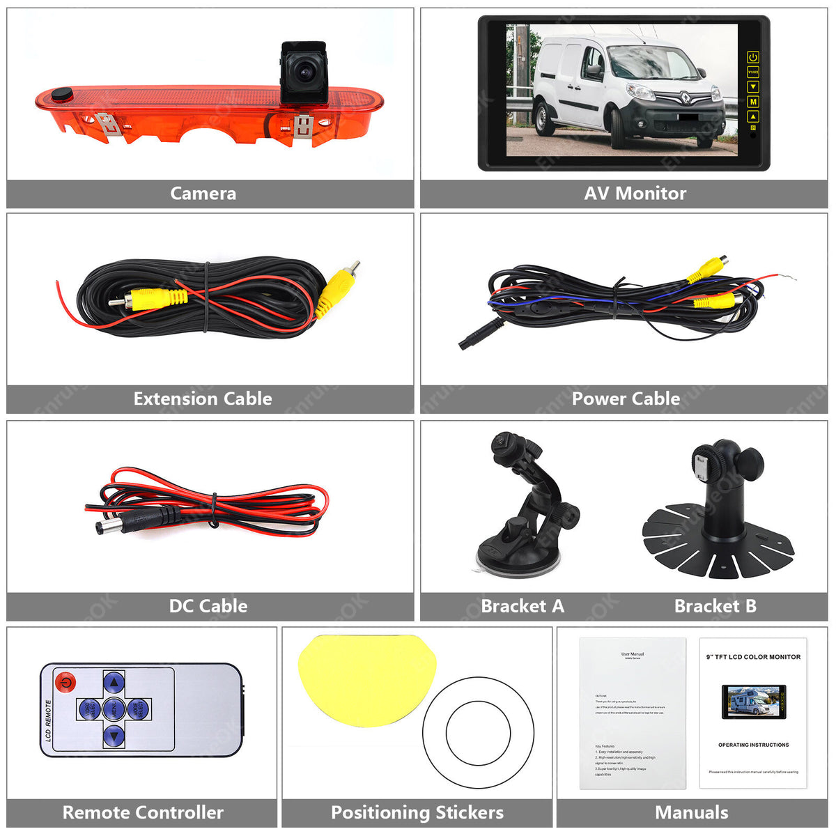 Brake Light Reversing Camera For Mercedes Citan Renault Kangoo Van & 9" Monitor7