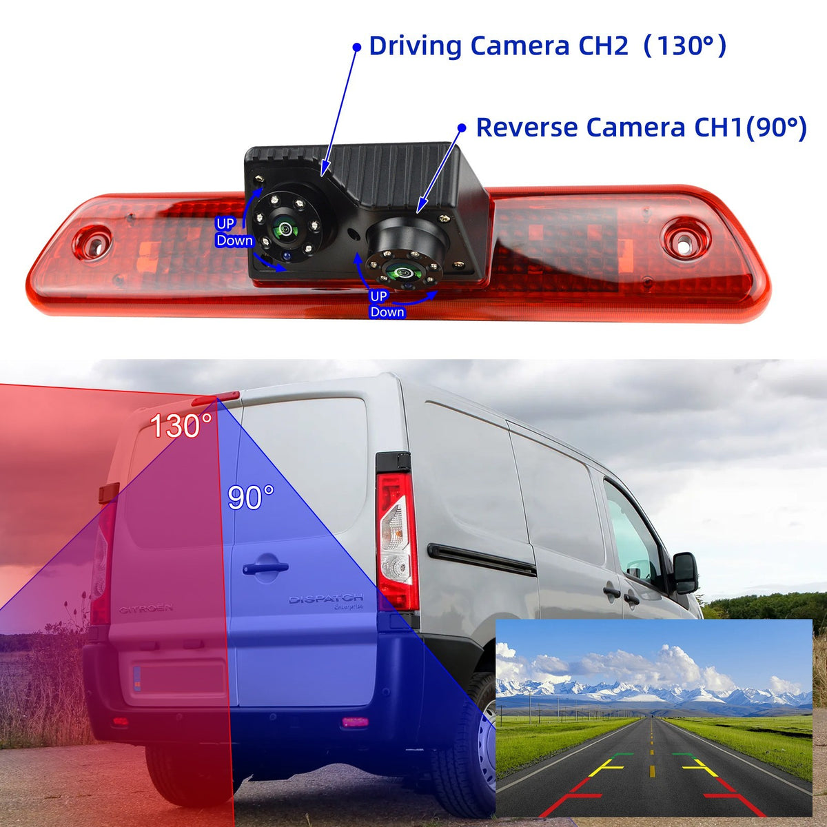 New Brake Light Reversing Camera For Peugeot Expert MK2 + 6.86'' Split Screen6